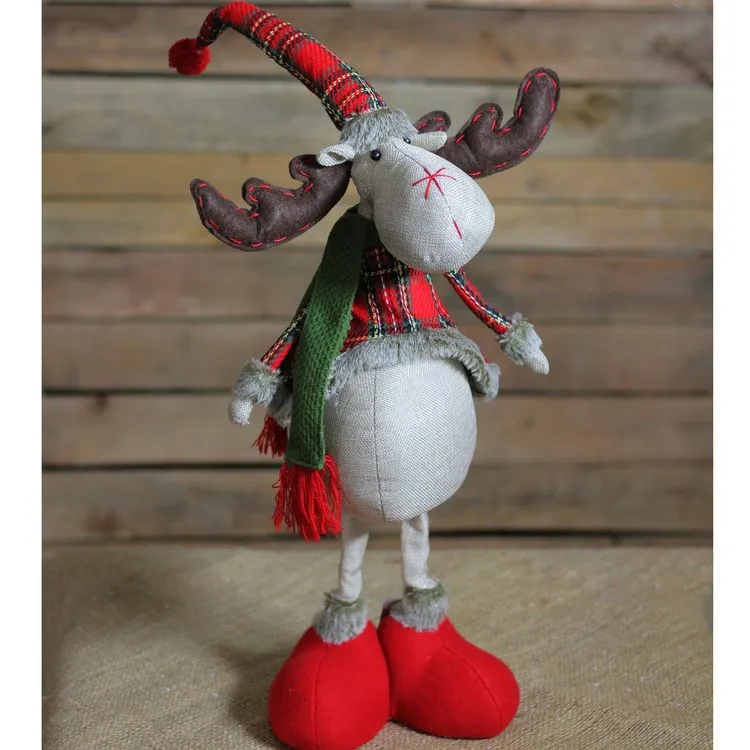 28.5" Red and Green Plaid Two-leg Standing Deer