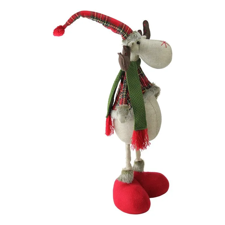 28.5" Red and Green Plaid Two-leg Standing Deer