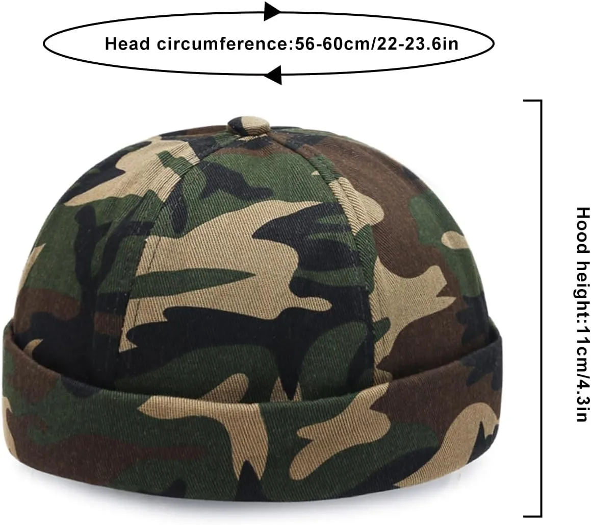 3 Pack Mens Brimless Skullcap Sailor Docker Cap Rolled Cuff Retro Beanie Hat