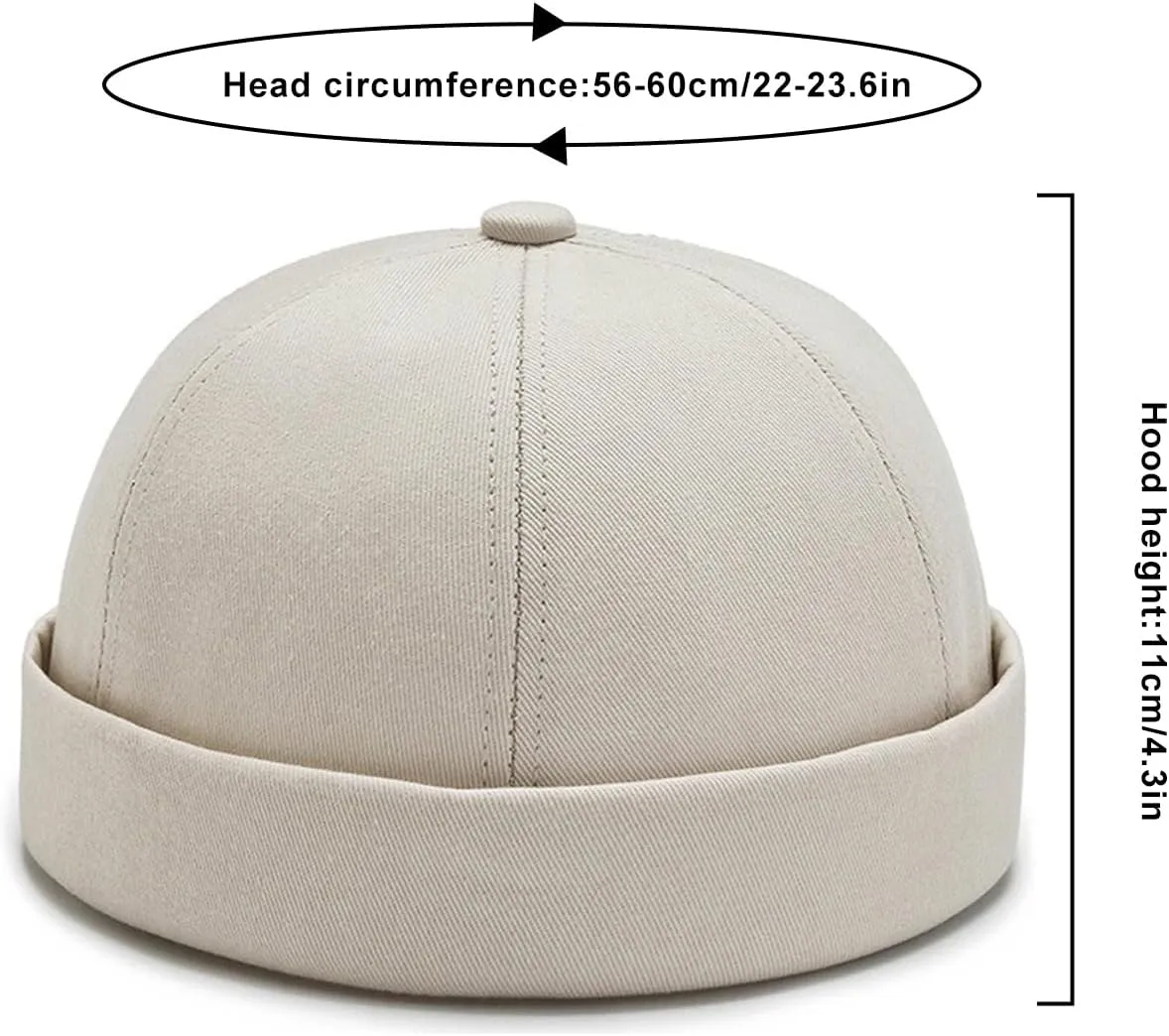 3 Pack Mens Brimless Skullcap Sailor Docker Cap Rolled Cuff Retro Beanie Hat