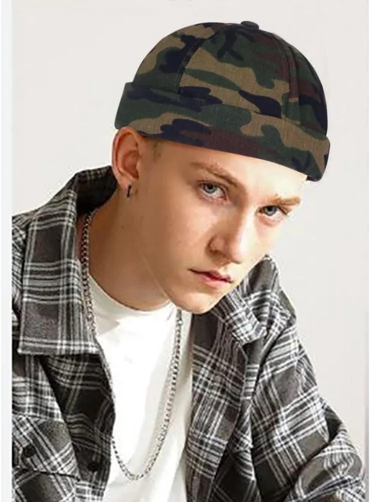 3 Pack Mens Brimless Skullcap Sailor Docker Cap Rolled Cuff Retro Beanie Hat