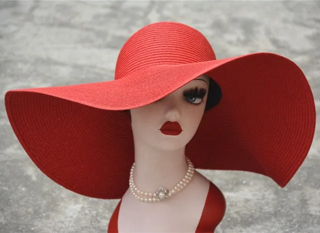 7.1''/18cm Foldable Oversized Huge Wide Brim Sun Beach Hats Straw Summer Wedding Womens Ladies Floppy Party Dressy