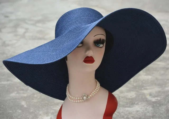 7.1''/18cm Foldable Oversized Huge Wide Brim Sun Beach Hats Straw Summer Wedding Womens Ladies Floppy Party Dressy