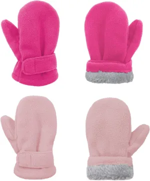 American Trends 2 Pairs Toddler Mittens Unisex Lined Fleece Gloves Winter Warm kids Mitten for Baby Boys and Girls