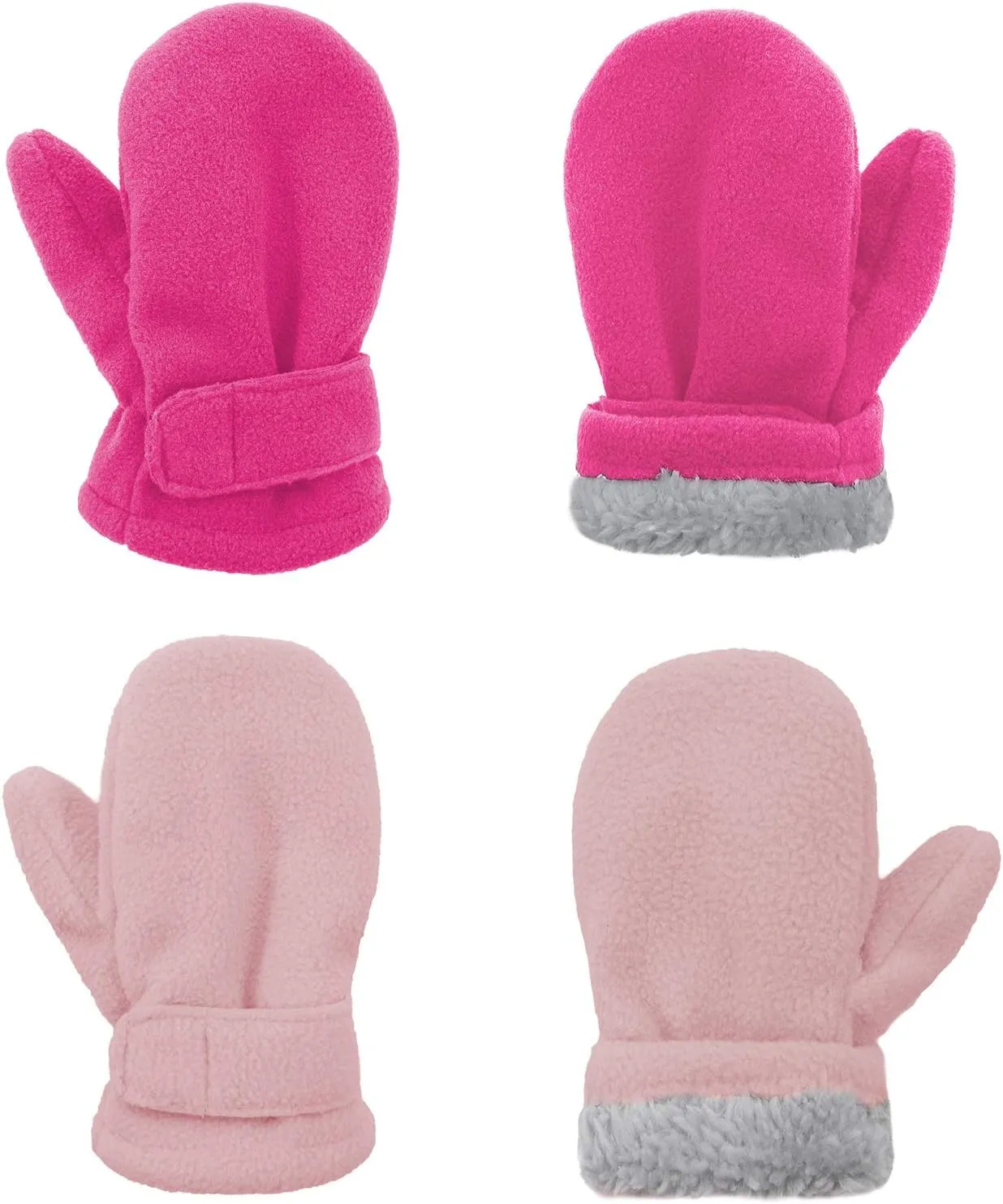 American Trends 2 Pairs Toddler Mittens Unisex Lined Fleece Gloves Winter Warm kids Mitten for Baby Boys and Girls