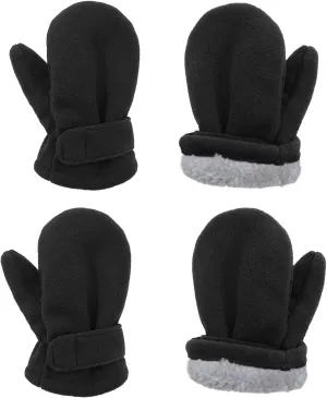 American Trends 2 Pairs Toddler Mittens Unisex Lined Fleece Gloves Winter Warm kids Mitten for Baby Boys and Girls