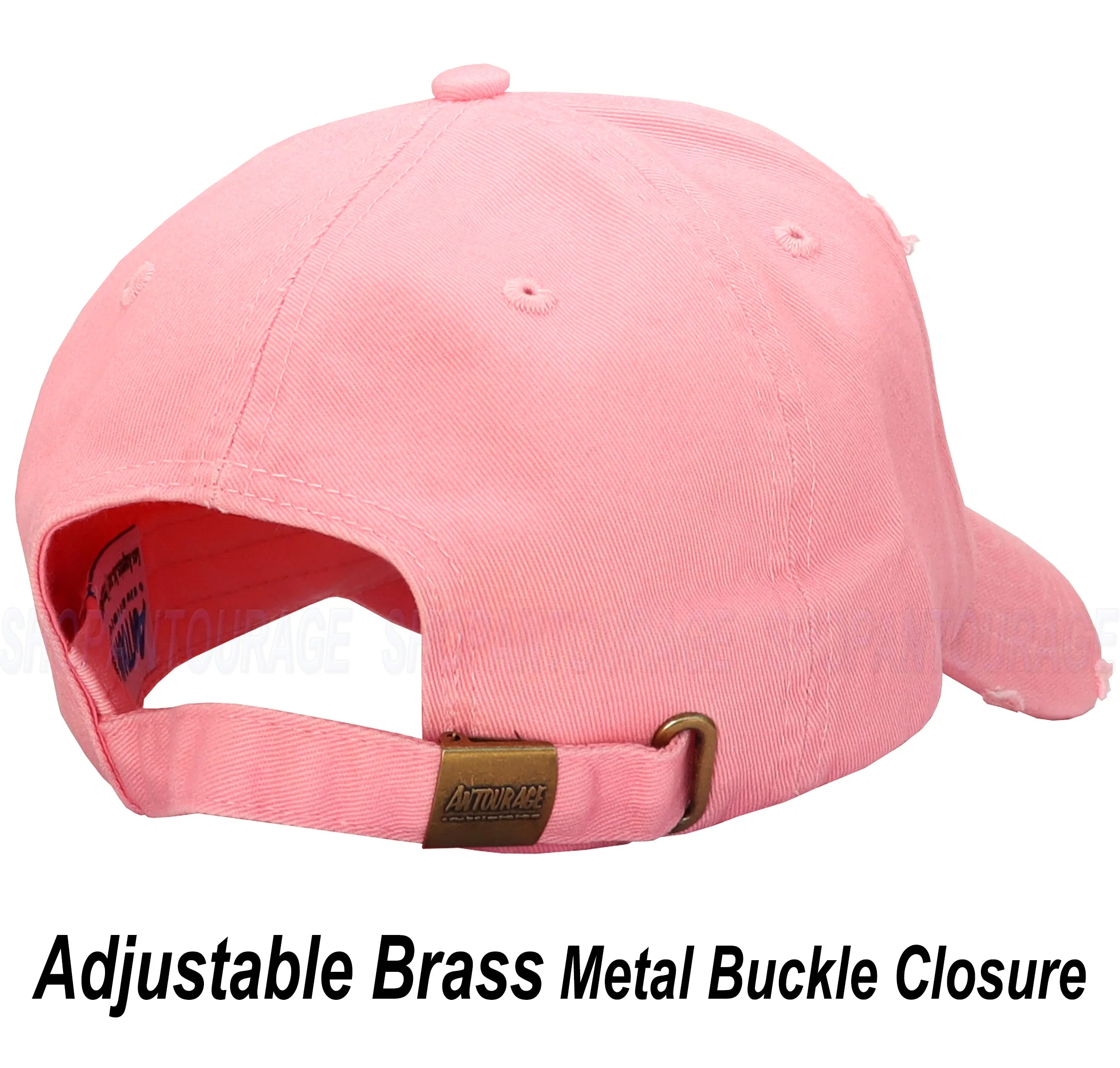 ANTOURAGE Vintage Distressed Unisex Washed Plain Cotton New Baseball Dad Hat Cap - Pink - 10 Units ($5.50 Ea.)
