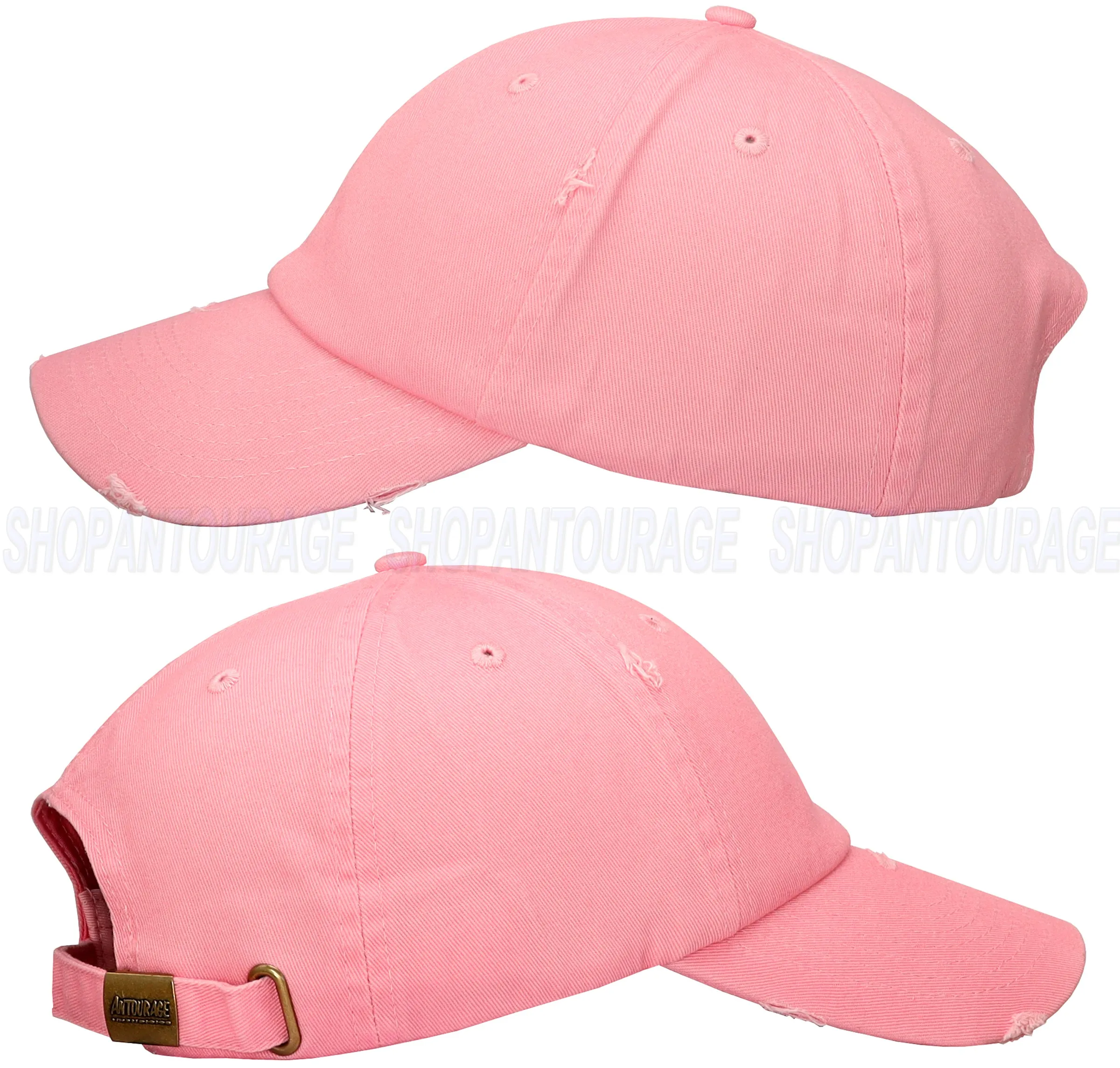 ANTOURAGE Vintage Distressed Unisex Washed Plain Cotton New Baseball Dad Hat Cap - Pink - 10 Units ($5.50 Ea.)