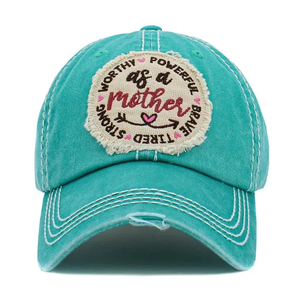 As A Mother Embroidered Distressed Cap
