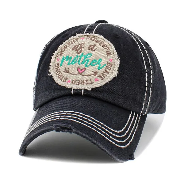 As A Mother Embroidered Distressed Cap