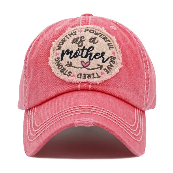 As A Mother Embroidered Distressed Cap