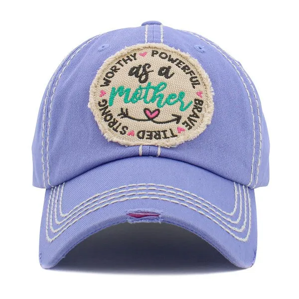 As A Mother Embroidered Distressed Cap