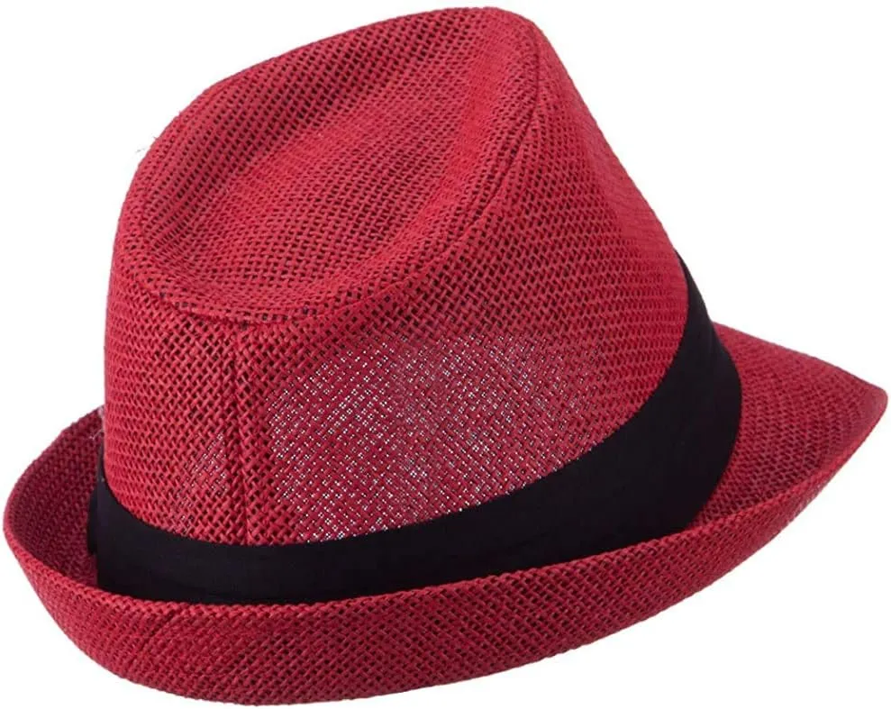 Ashen Fane Kid's Paper Straw with Black Band Fedora Hat