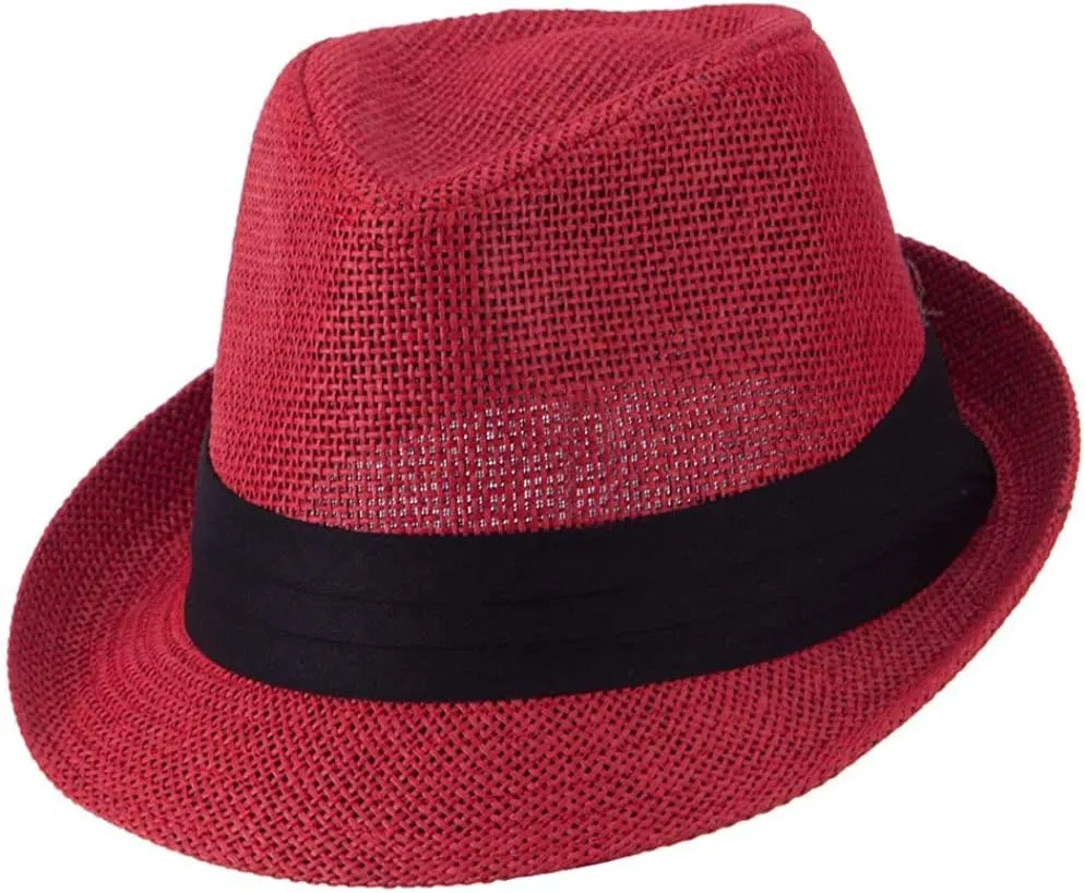 Ashen Fane Kid's Paper Straw with Black Band Fedora Hat