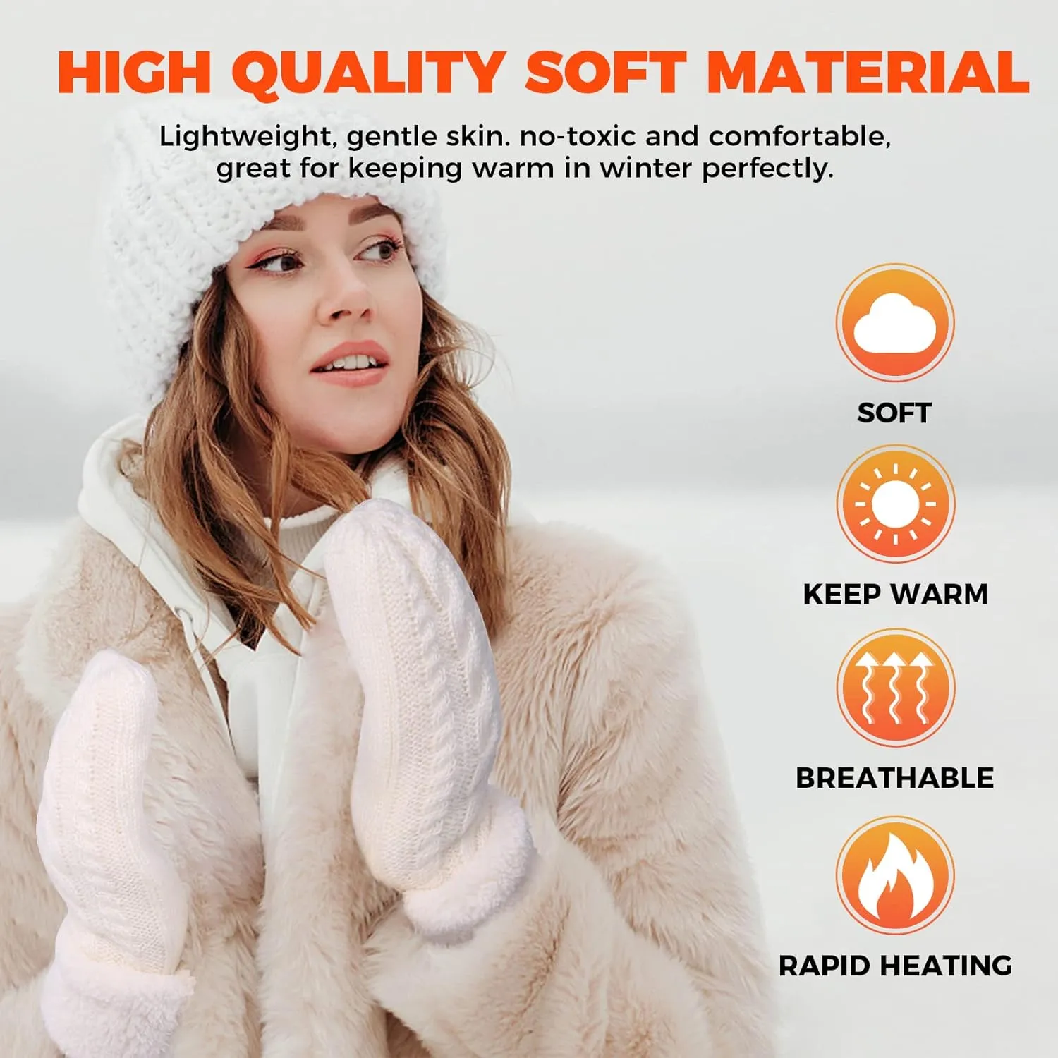 AURUZA Winter Warm Mittens for Women, Cozy Thick Knitted Gloves & Mittens Warm Soft Lining Cold Weather Accessories Gifts