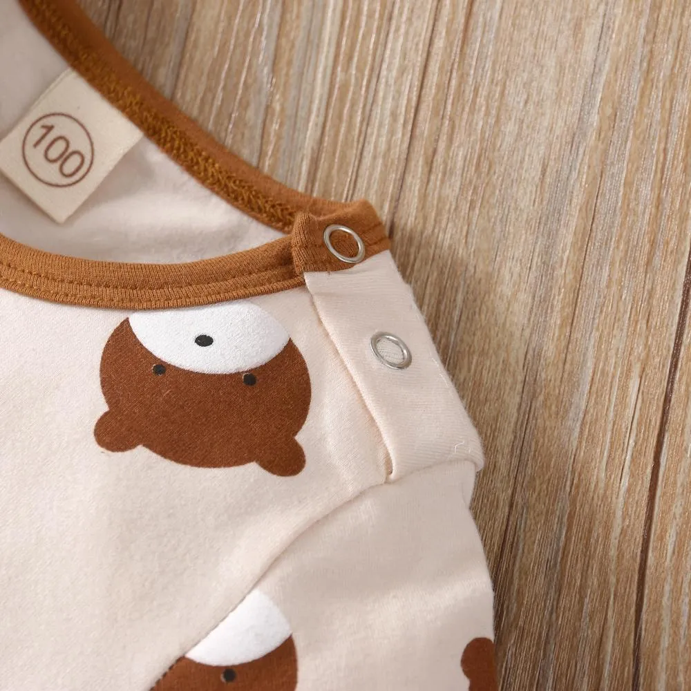 Bohemian Boys and Girls Long Sleeve Bear Romper Set Baby Wholesale Clothes