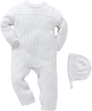 Booulfi Baby Boy's Christening Baptism Outfits Suit with HatCross Detail