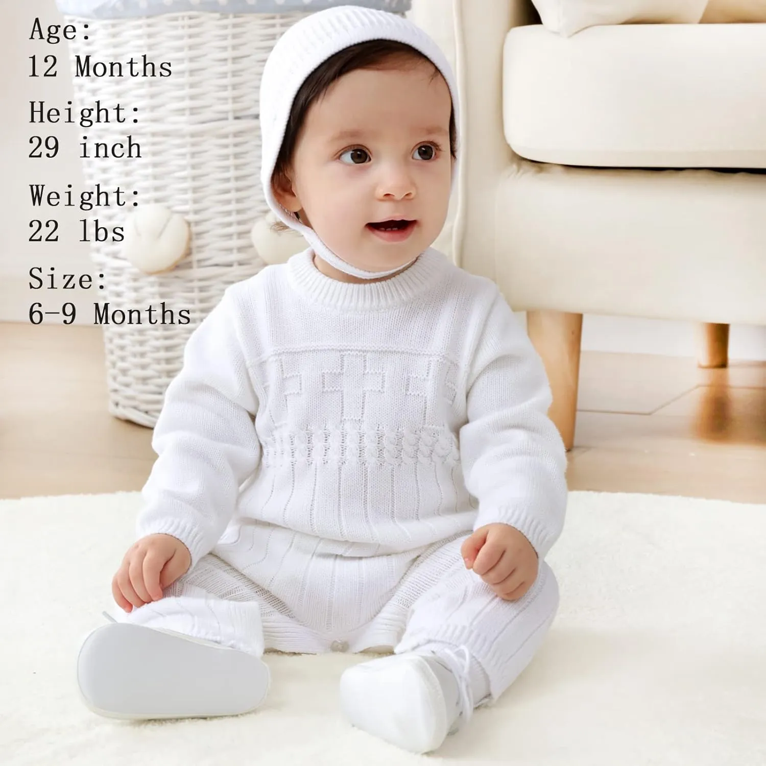Booulfi Baby Boy's Christening Baptism Outfits Suit with HatCross Detail