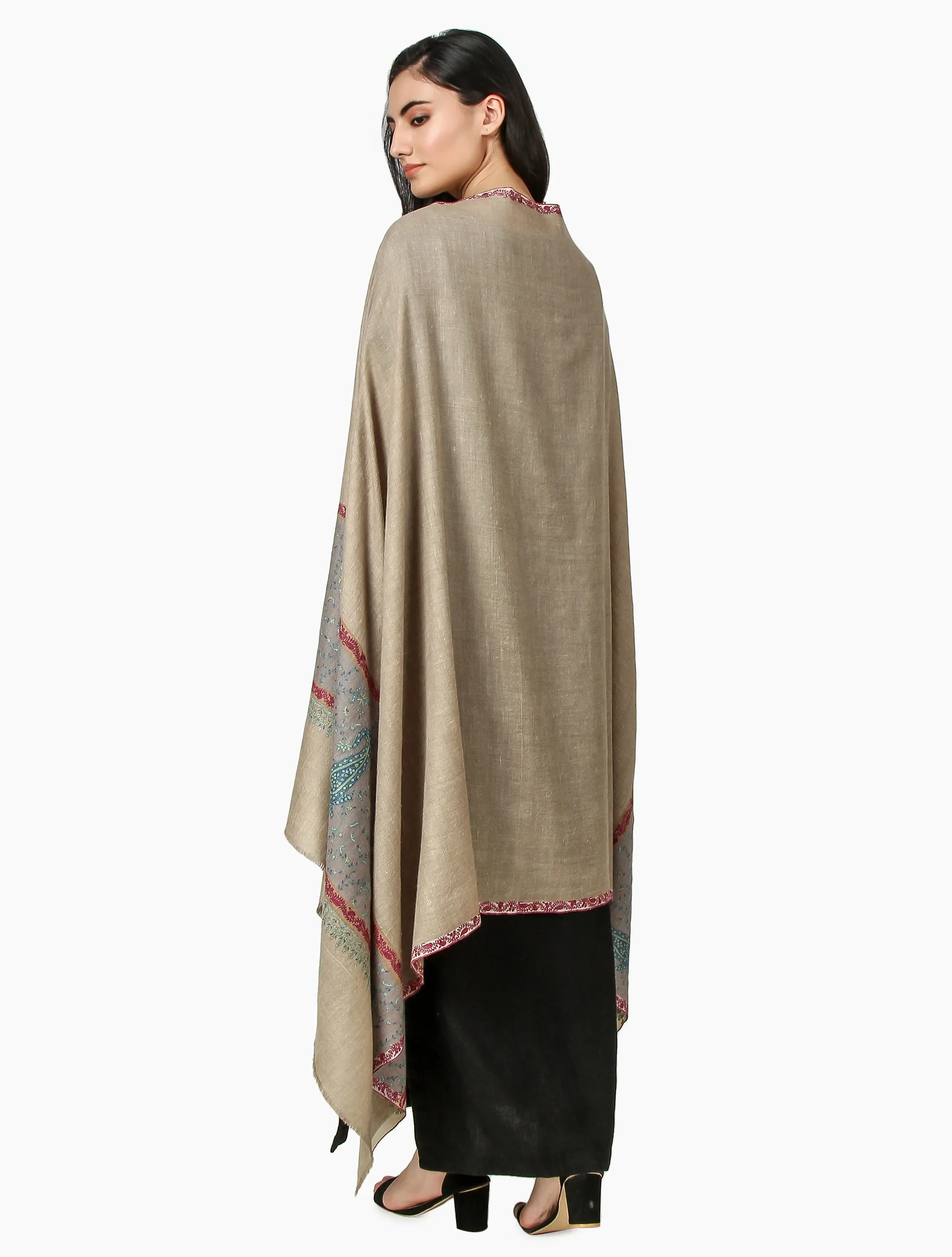 Cashmere Pashmina Shawl Embroidered (Natural Toosh)