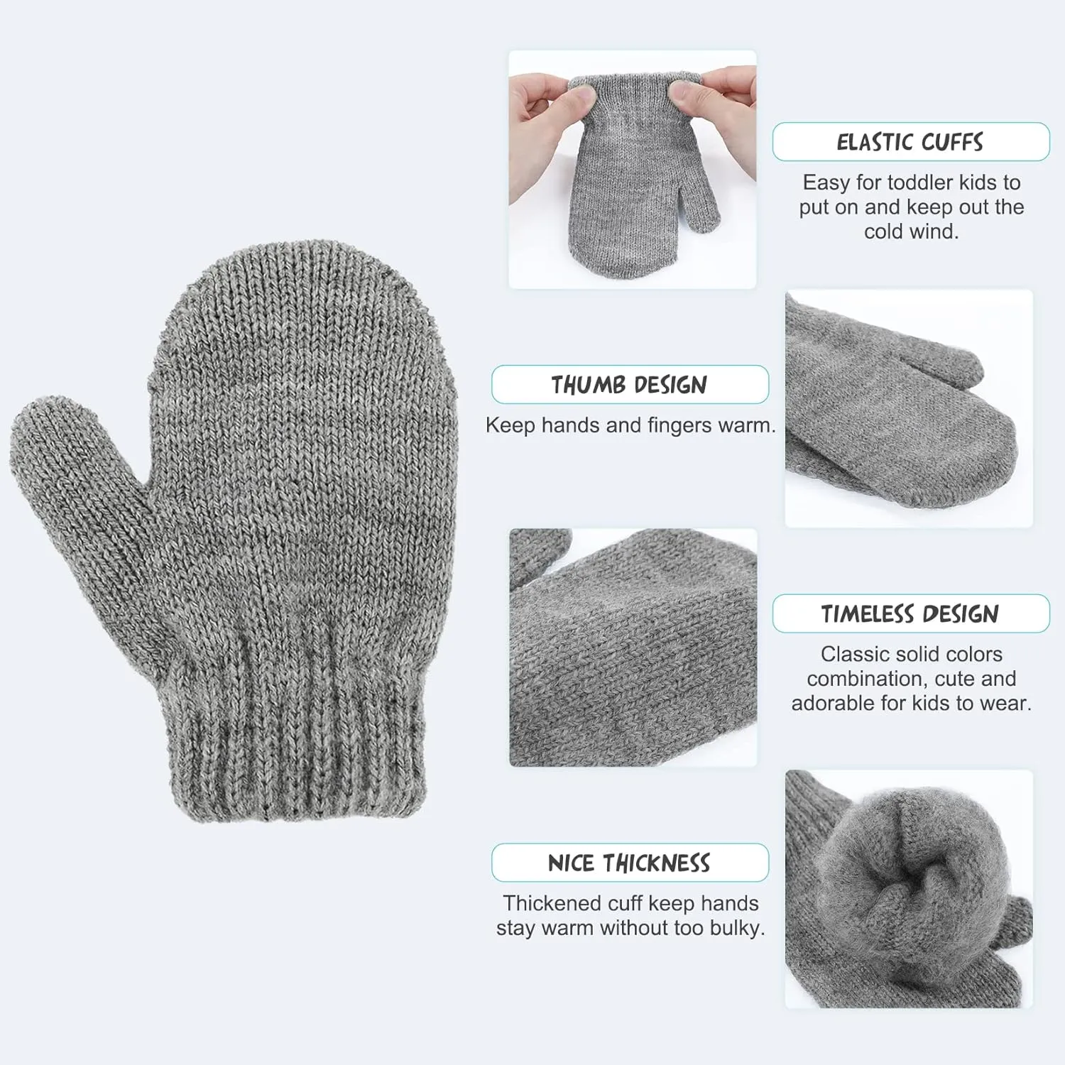 Century Star Toddler Mittens Kids Winter Gloves Knitted Warm Magic Mittens for Boys Girls Fleece Lined Gloves