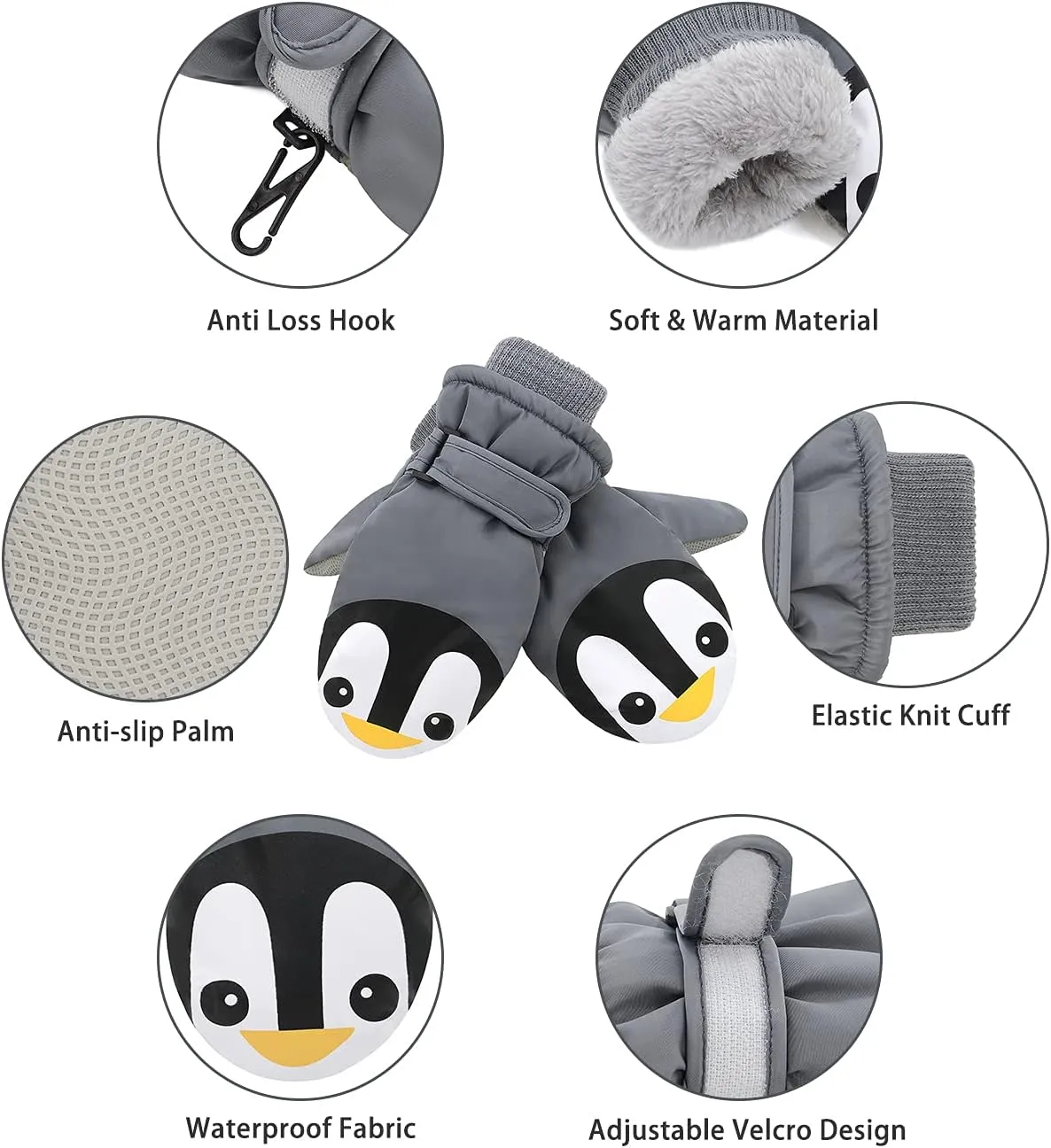 Century Star Winter Lined Fleece Toddler Mittens Waterproof Snow Mittens for Toddler Girls Boys Kids Snow Gloves Ski