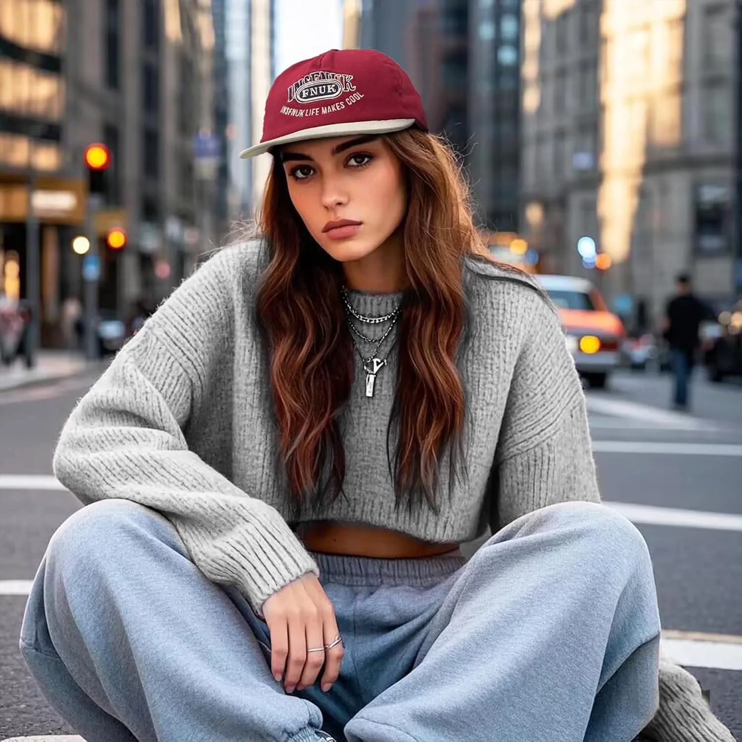 Clakllie Flat Bill Baseball Cap Snapback Trucker Hat Steet Casual Hip Hop Cap Breathable Runner Cap Vintage Low Profile Hat