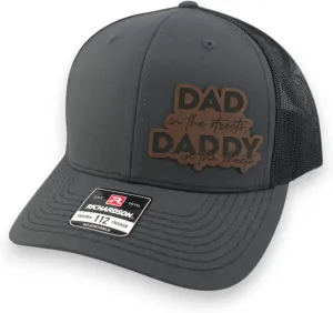 Dad in The Streets Daddy in The Sheets Trucker Hat - Adjustable Babseball Cap with Leather Patch