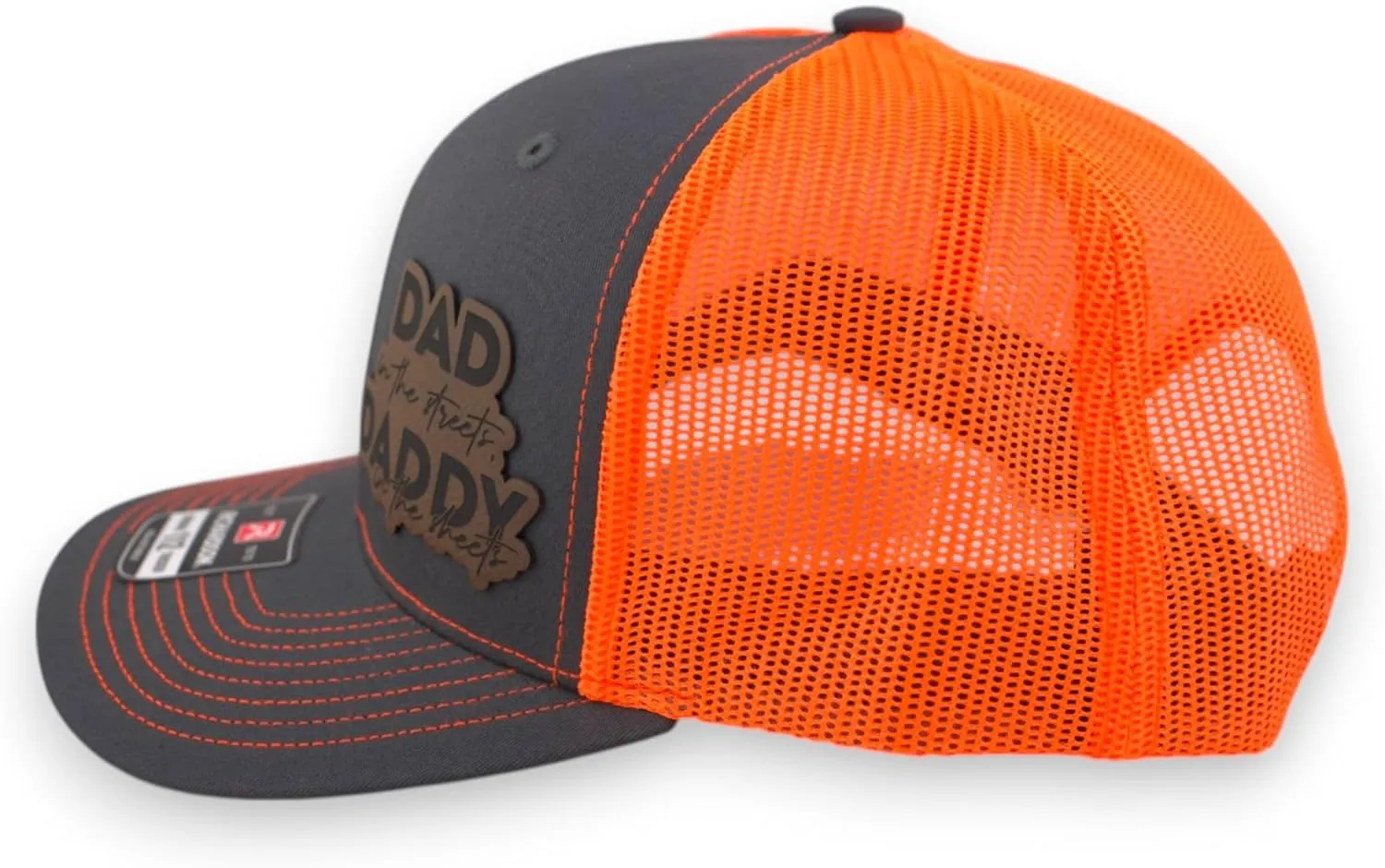 Dad in The Streets Daddy in The Sheets Trucker Hat - Adjustable Babseball Cap with Leather Patch