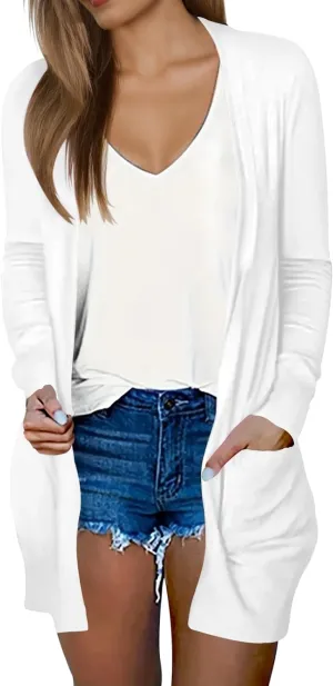 DB MOON Womens Long Cardigan 2025 Fall Lightweight Long Sleeve 0pen Front Sweater with Pockets