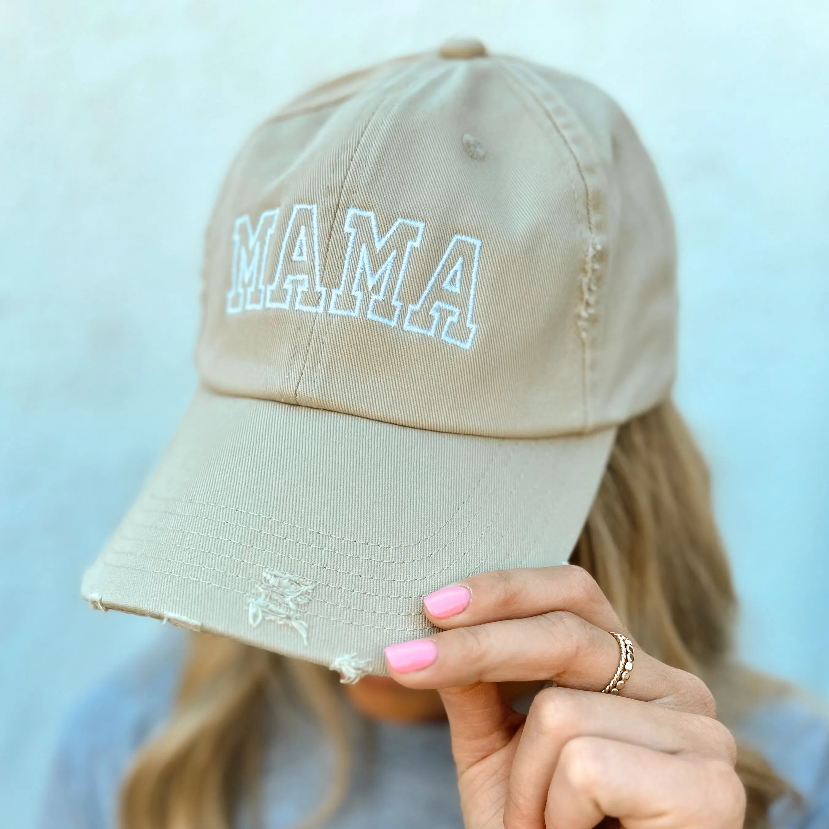 Distressed MAMA Baseball Cap