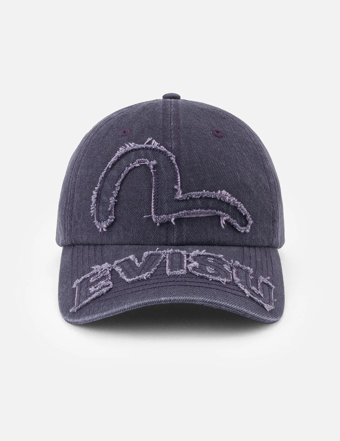 Distressed Seagull and Logo Embroidery Denim Cap