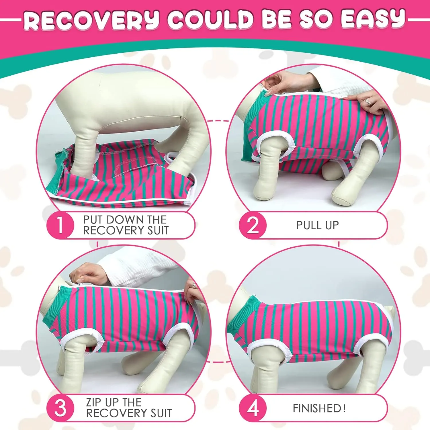 Dog Recovery Suit, Puppy Surgical Pajamas Bodysuit for Dogs Cats After Spay Neuter Surgery Abdominal Wound Bandages, Striped Onesie Pant for Shedding Skin Disease, Anti-Licking Cone Alternative S