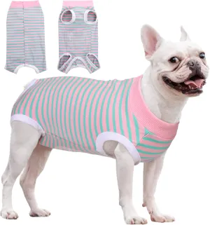 Dog Recovery Suit, Puppy Surgical Pajamas Bodysuit for Dogs Cats After Spay Neuter Surgery Abdominal Wound Bandages, Striped Onesie Pant for Shedding Skin Disease, Anti-Licking Cone Alternative XL
