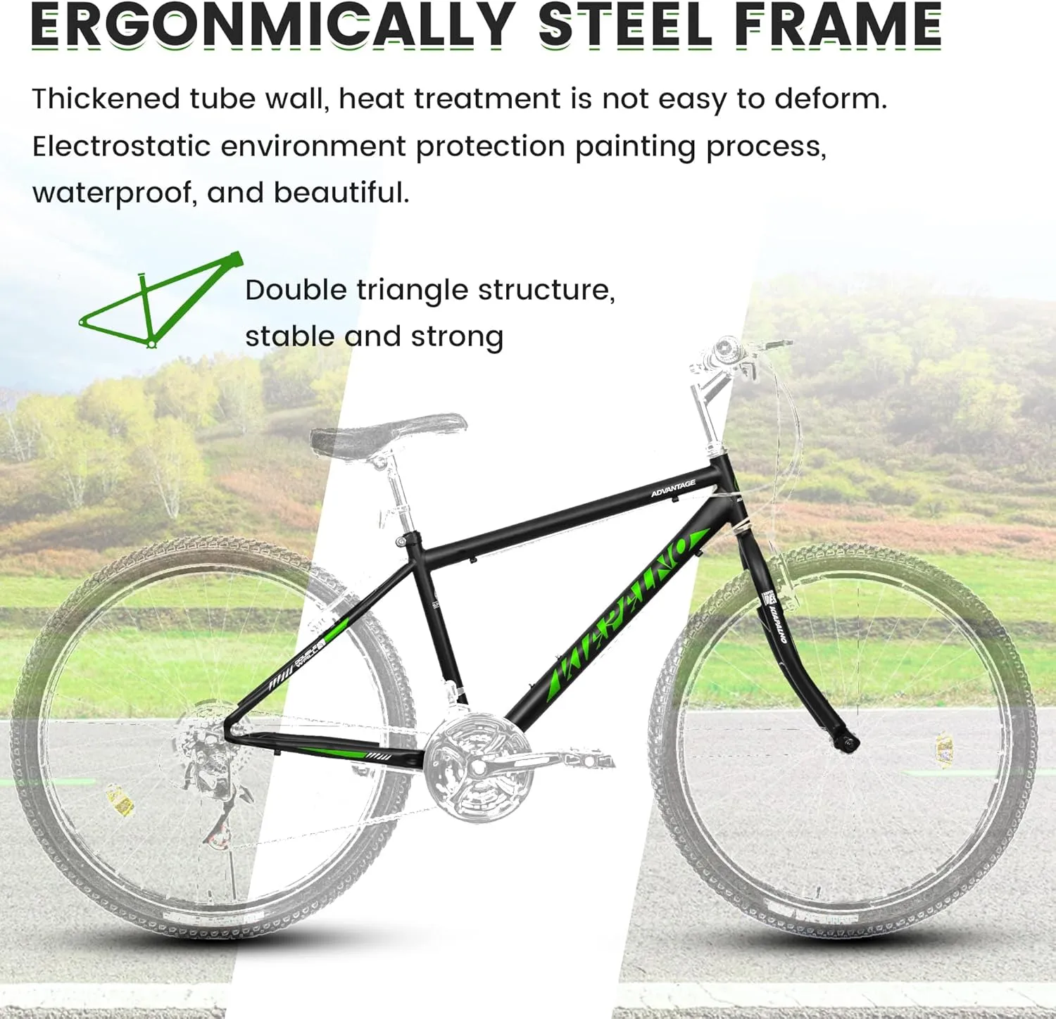 Ecarpat 24/26/27.5 Inch Mountain Bike, Dual/Front Suspension Mens Mountain Bike with 21 Speeds High-Carbon Steel Frame and Disc/V Brakes, Adult Sport Bicycle for Trail Snow Commuter City Road