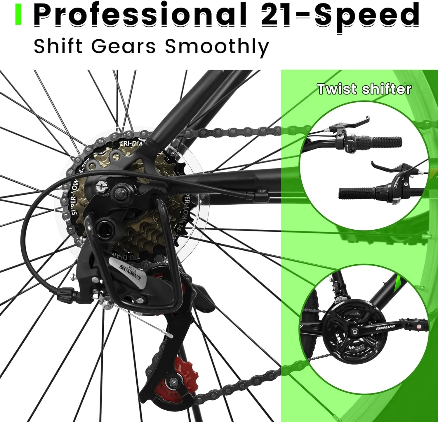 Ecarpat 24/26/27.5 Inch Mountain Bike, Dual/Front Suspension Mens Mountain Bike with 21 Speeds High-Carbon Steel Frame and Disc/V Brakes, Adult Sport Bicycle for Trail Snow Commuter City Road