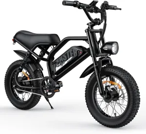 Electric Bike, 16'' Fat Tire eBike for Teens/Adults, 500W E-Bike with 36V/12.8Ah Removable Battery, 22MPH 45 Mile Range Commuting Electric Mountain Bike with Full Suspension