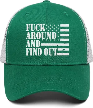Fuck Around and Find Out Hat Fuck Around and Find Out Cap Mesh Baseball Cap Golf Hat Funny