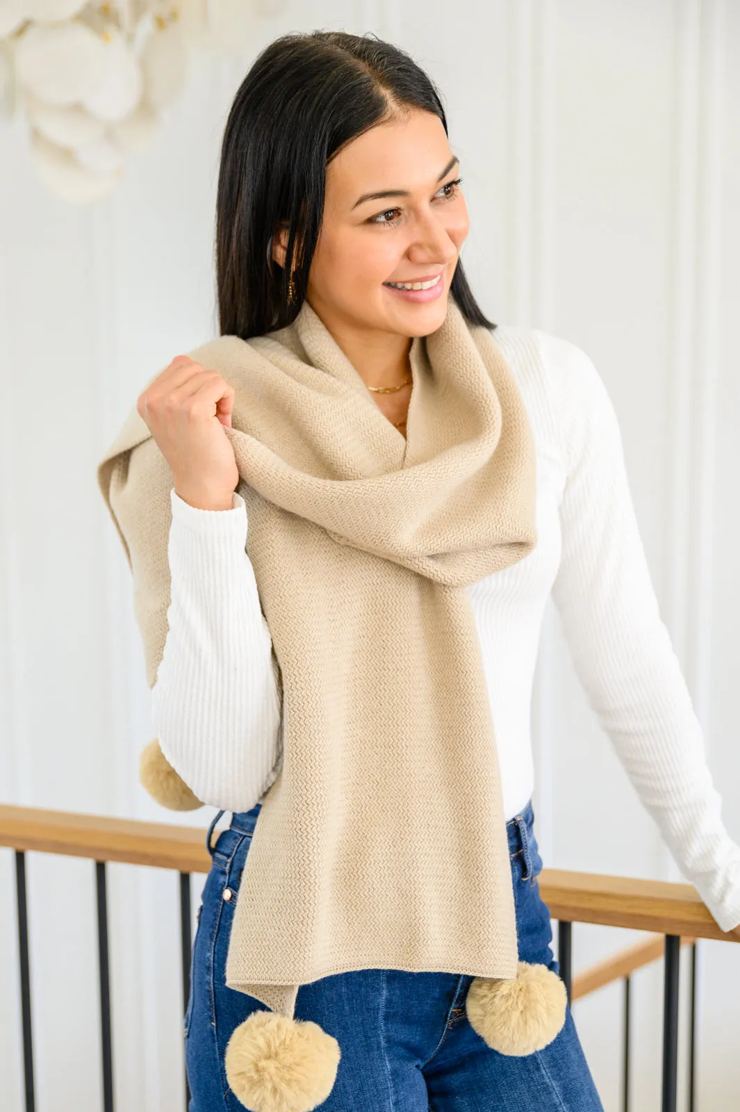 Fuzzy Comfort Pom Pom Scarf