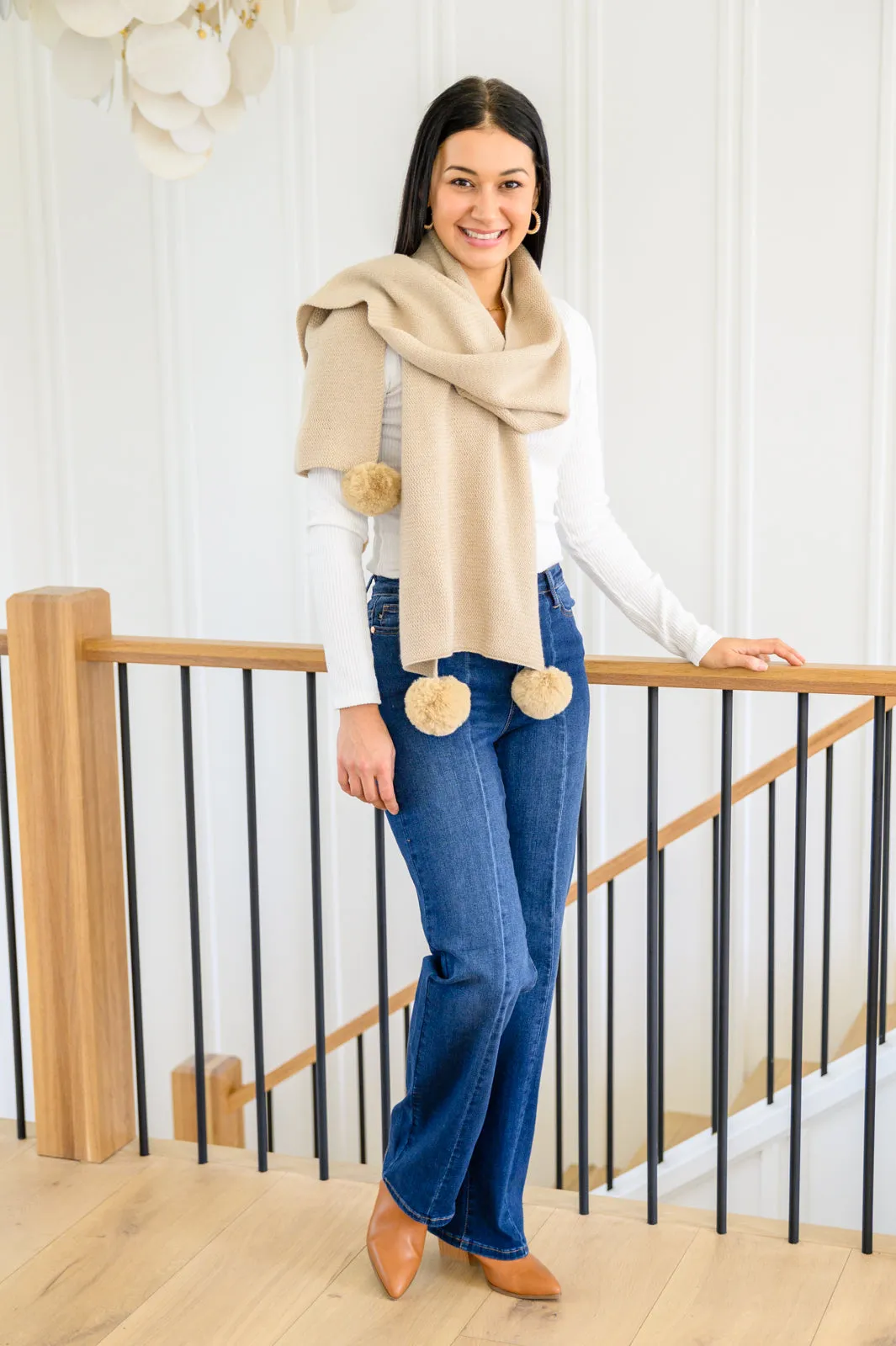 Fuzzy Comfort Pom Pom Scarf