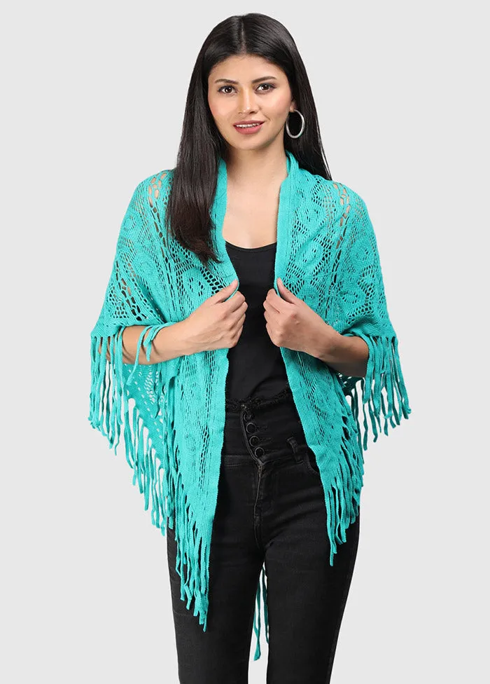 Green Acrylic Knitted Scarf
