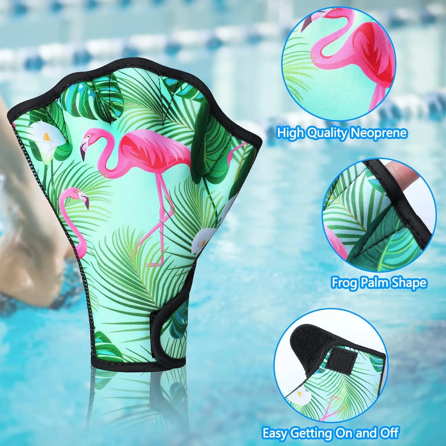 Honoson 2 Pairs Swimming Gloves Women Water Aerobics Gloves Aquatic Fitness Water Resistance Webbed for Men Women Unisex Poll Training Exercise