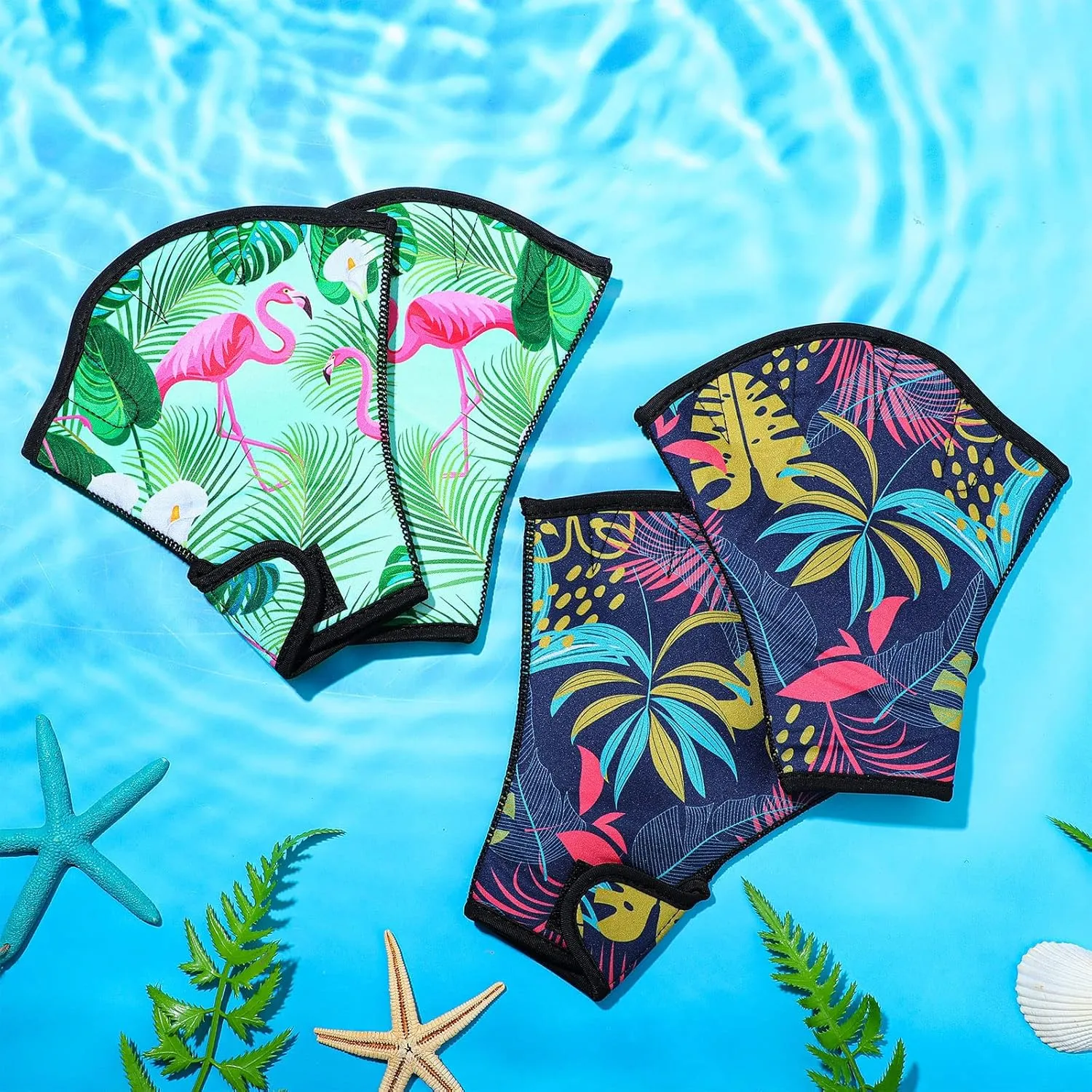 Honoson 2 Pairs Swimming Gloves Women Water Aerobics Gloves Aquatic Fitness Water Resistance Webbed for Men Women Unisex Poll Training Exercise