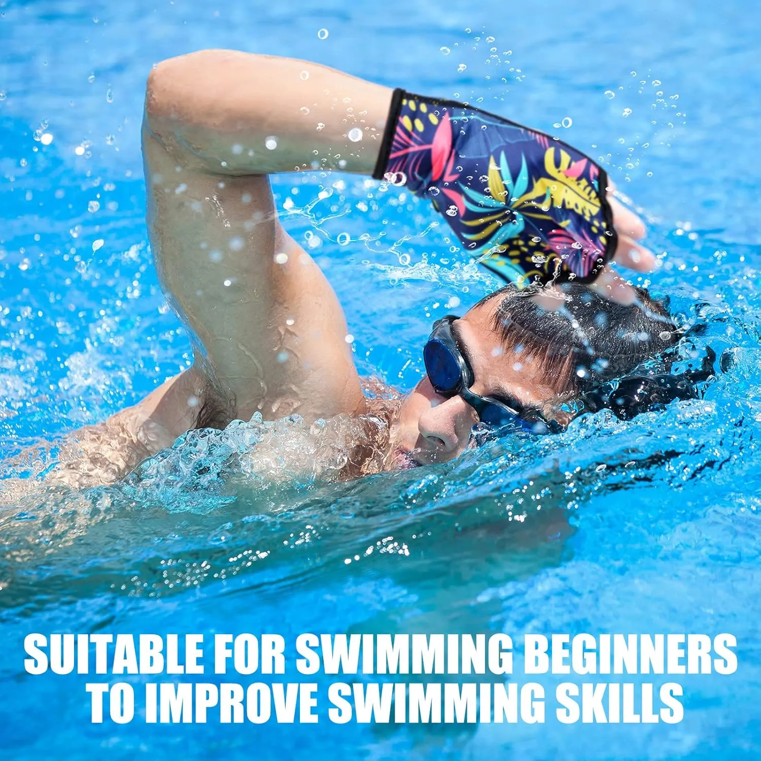 Honoson 2 Pairs Swimming Gloves Women Water Aerobics Gloves Aquatic Fitness Water Resistance Webbed for Men Women Unisex Poll Training Exercise
