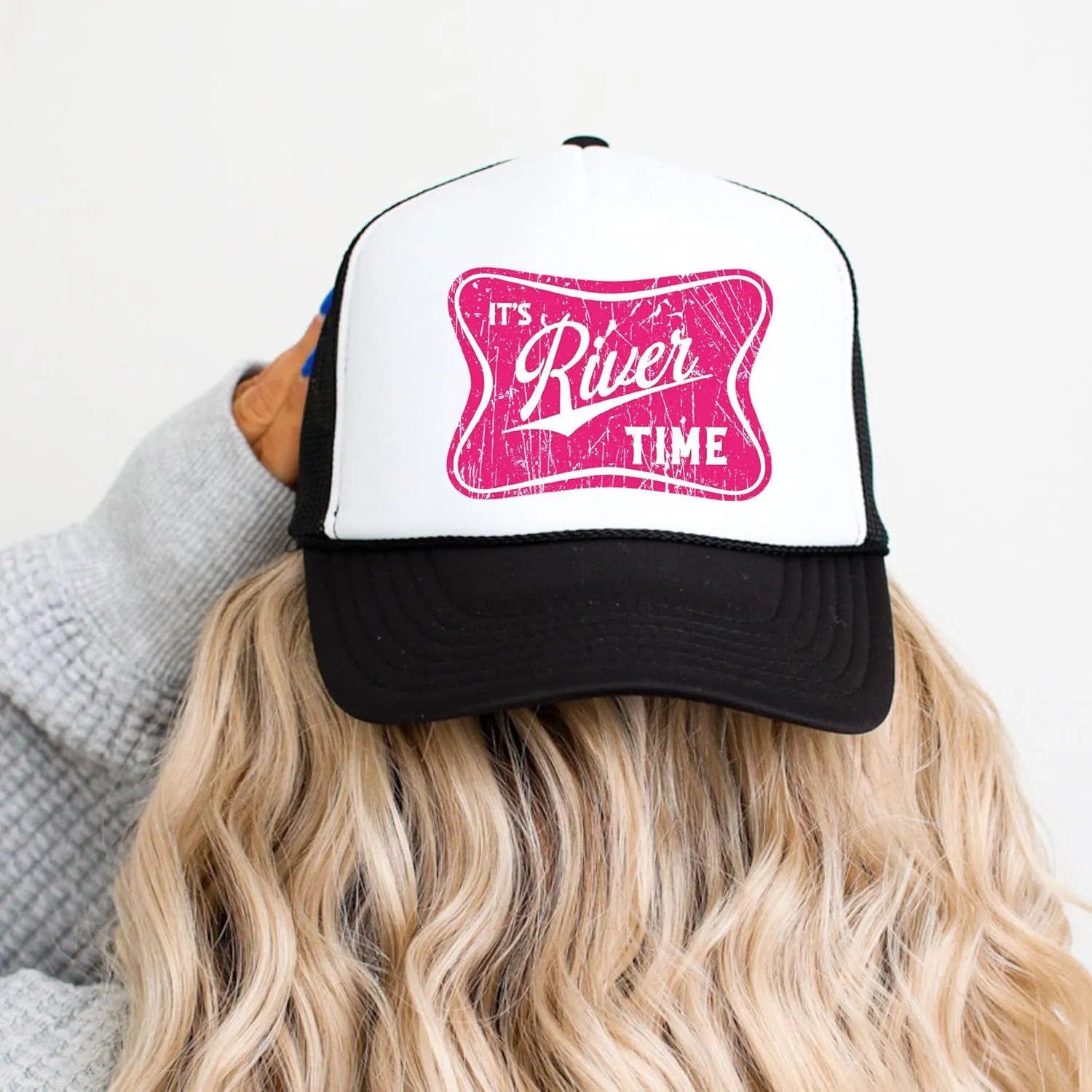 It's River Time Trendy Summer Trucker Hat Classic 5 Panel Mesh Snap Back Trucker Hat