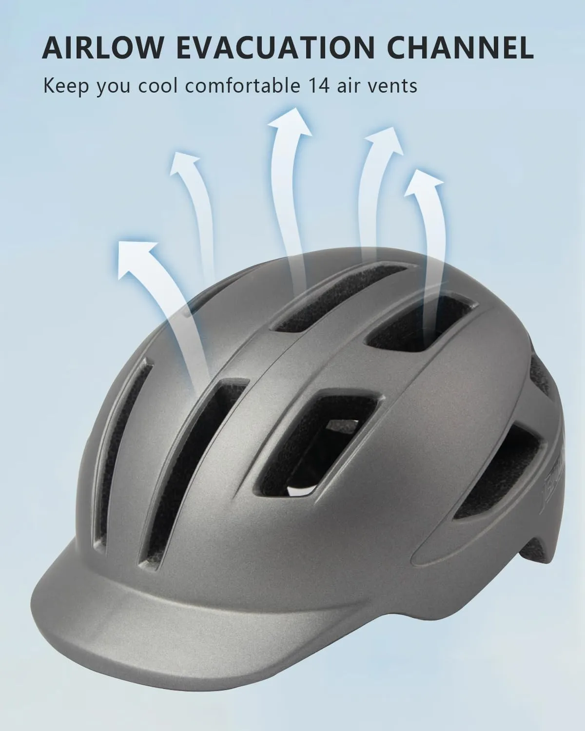 JEPOZRA Bike Helmet Adult with Integrated Taillight Lightweight Adjustable Baseball Cap Style Cycling Helmet for Urban Commuter Road Biking Scooter