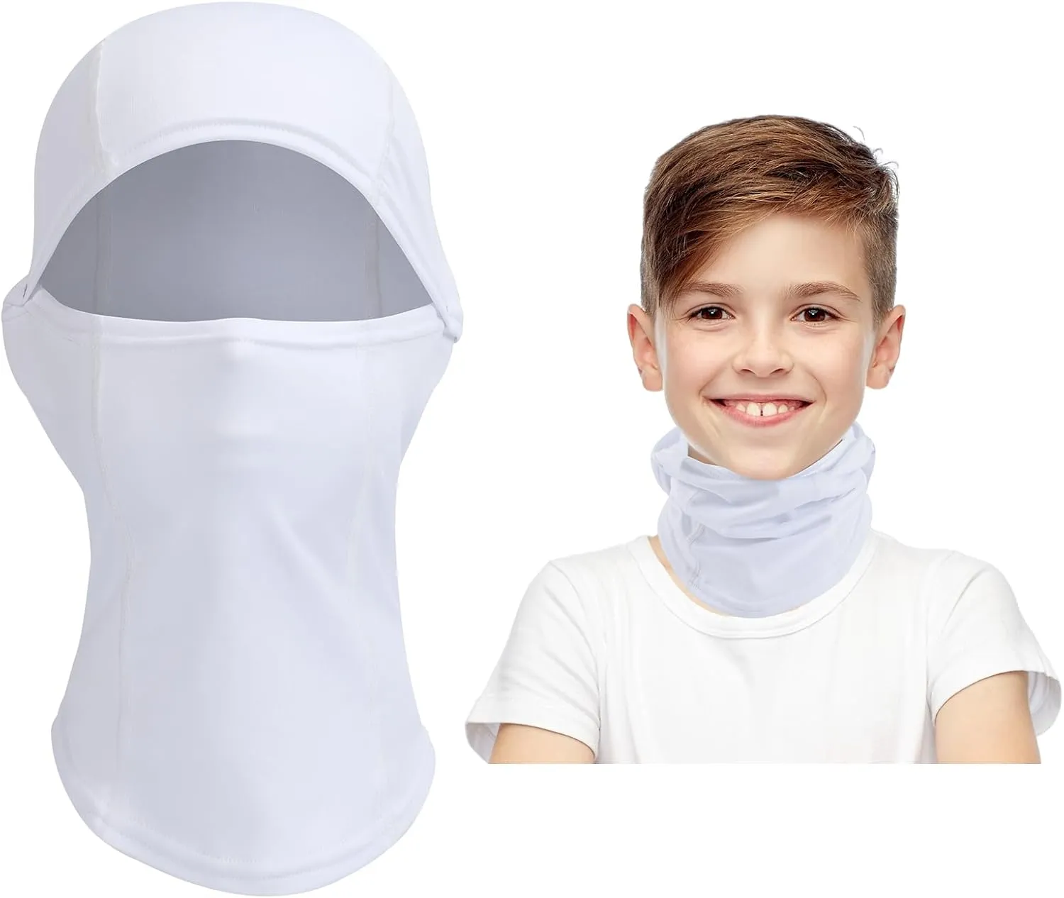 Kids Balaclava Ski Mask Scarf, Kids Fleece Gaiter Cold Weather Full Face Mask for Boys & Girls - Black