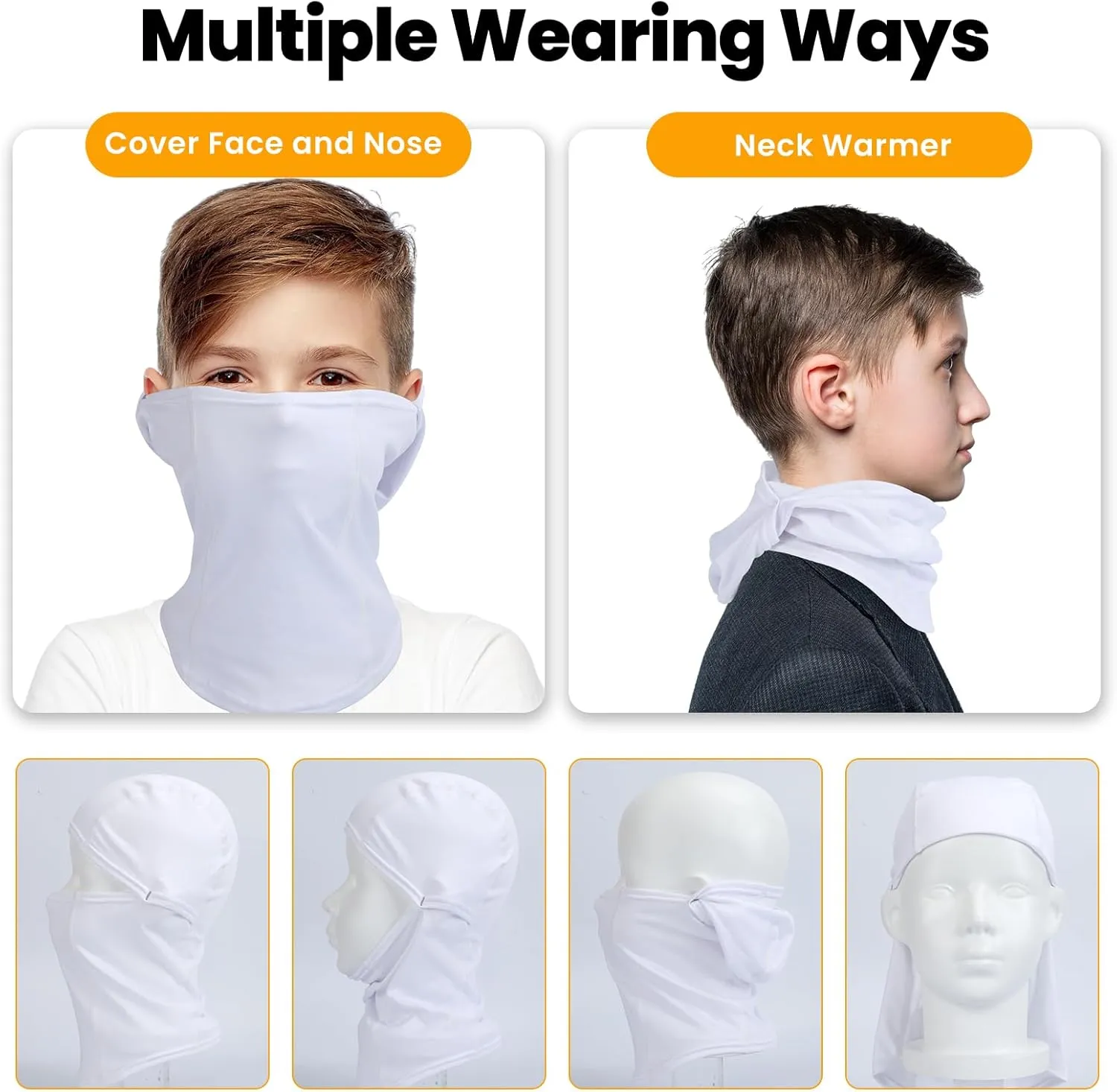Kids Balaclava Ski Mask Scarf, Kids Fleece Gaiter Cold Weather Full Face Mask for Boys & Girls - Black