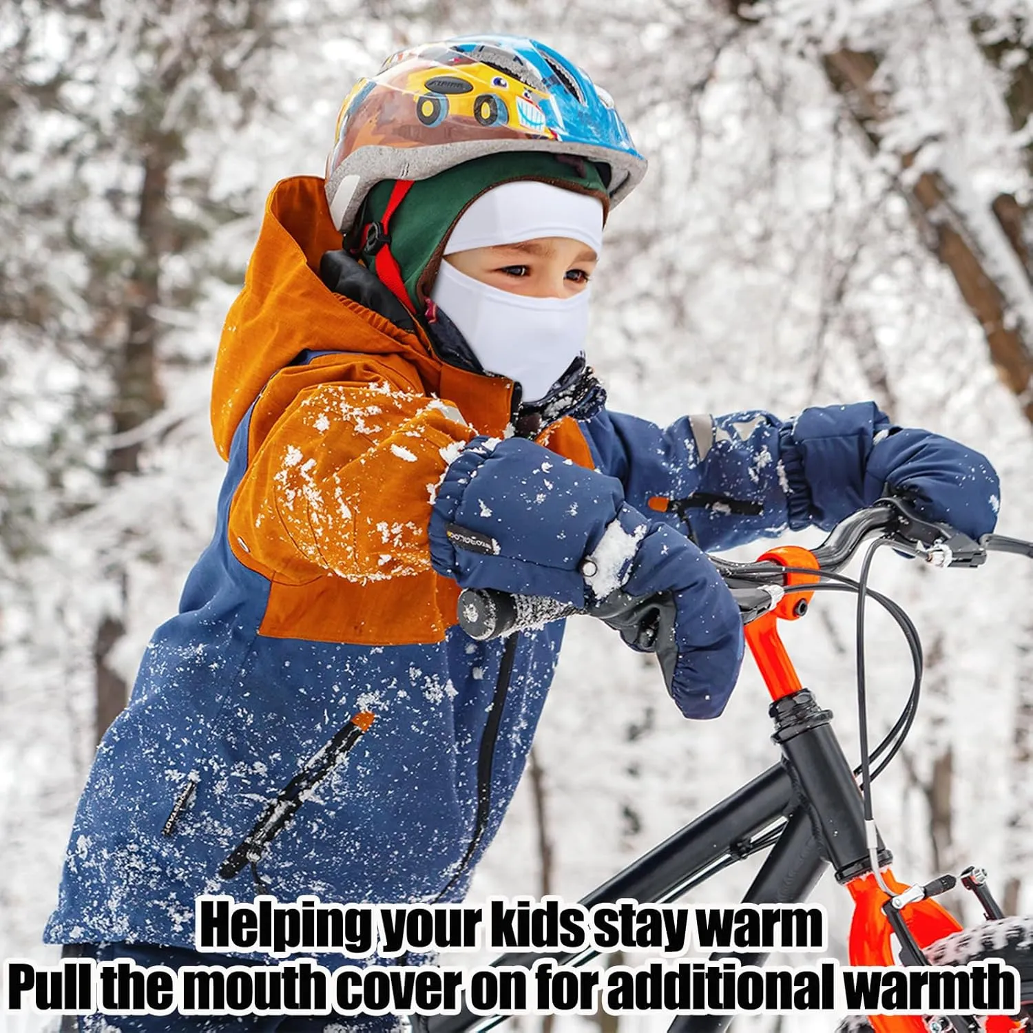 Kids Balaclava Ski Mask Scarf, Kids Fleece Gaiter Cold Weather Full Face Mask for Boys & Girls - Black