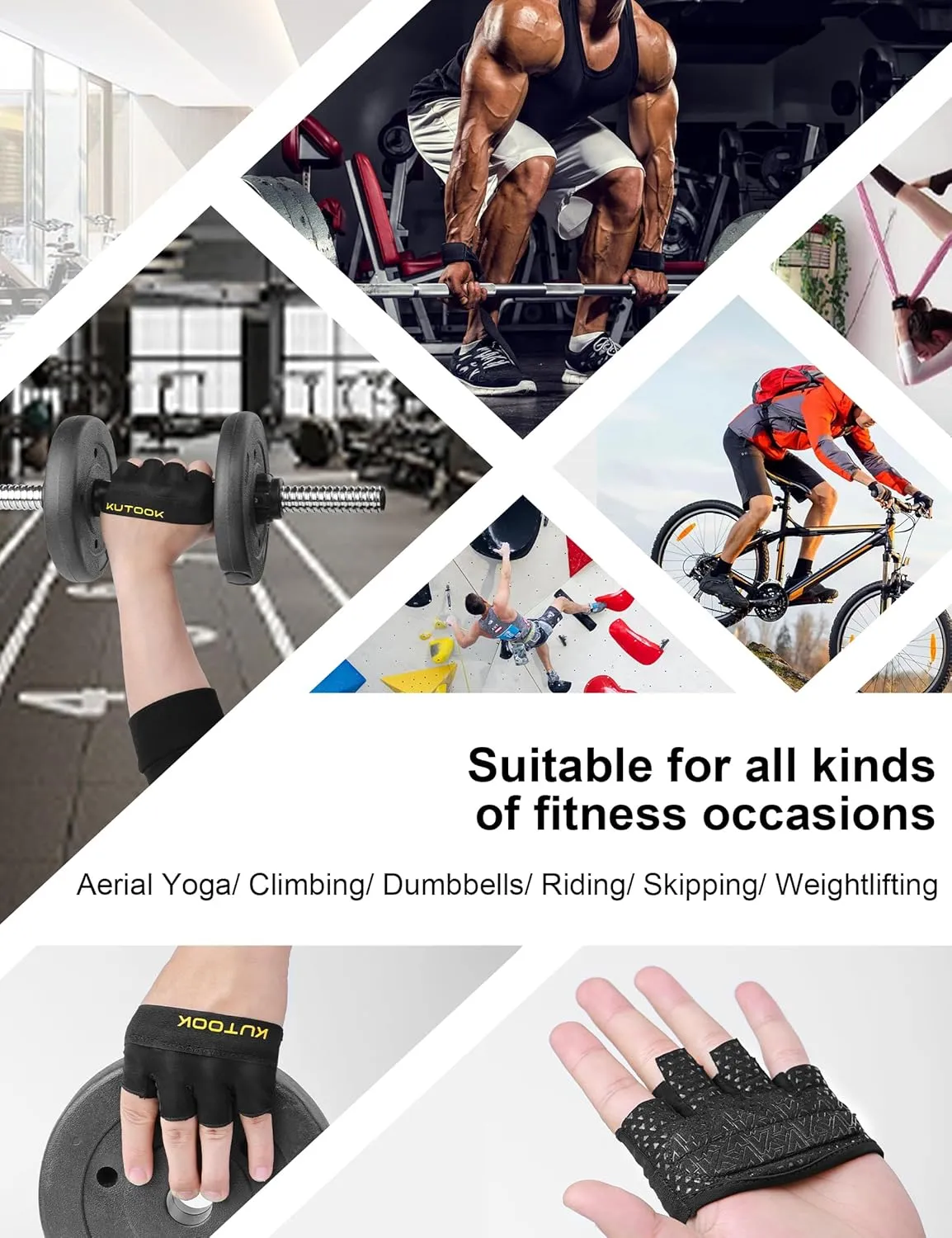 KUTOOK Weight Lifting Gloves for Women Gym Workout Gloves with Palm Protection & Extra Grip Breathable Exercise Gloves for Men Fitness