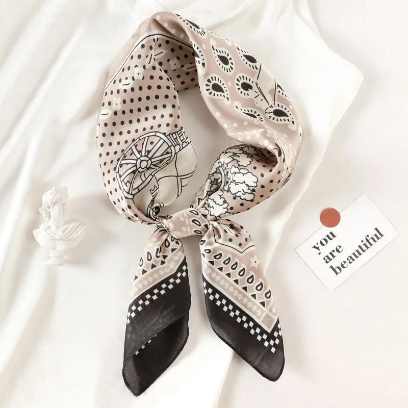 Lady Glams  Luxury Brand Silk Square Plaid Scarf